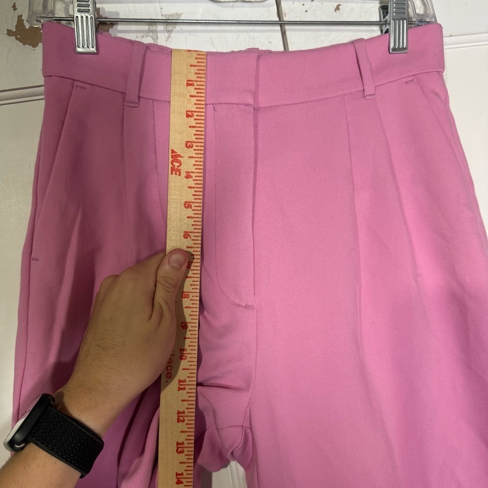 Abercrombie & Fitch Sloane Tailored Wide Leg Pants Pink Pleated Size 4 / 27 - Picture 4 of 11